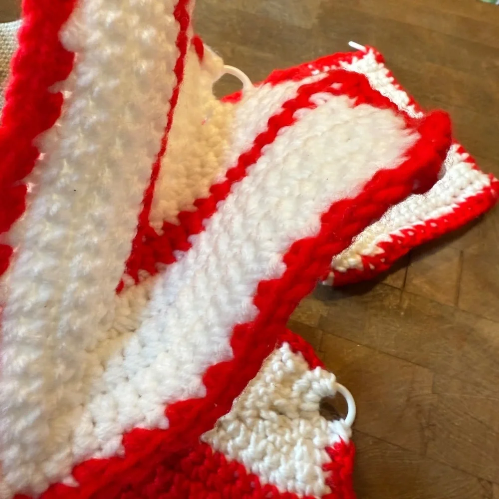 Handmade Red & White Crochet Pot Holders - Set of 3